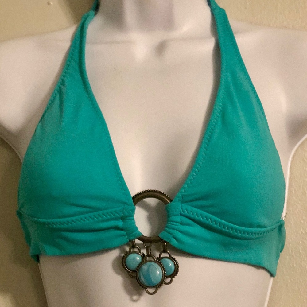 Becca Turquoise Bikini Top with Dangling Hardware